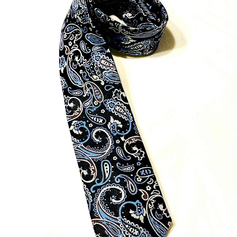Paisley Black, Blue and Silver Tie